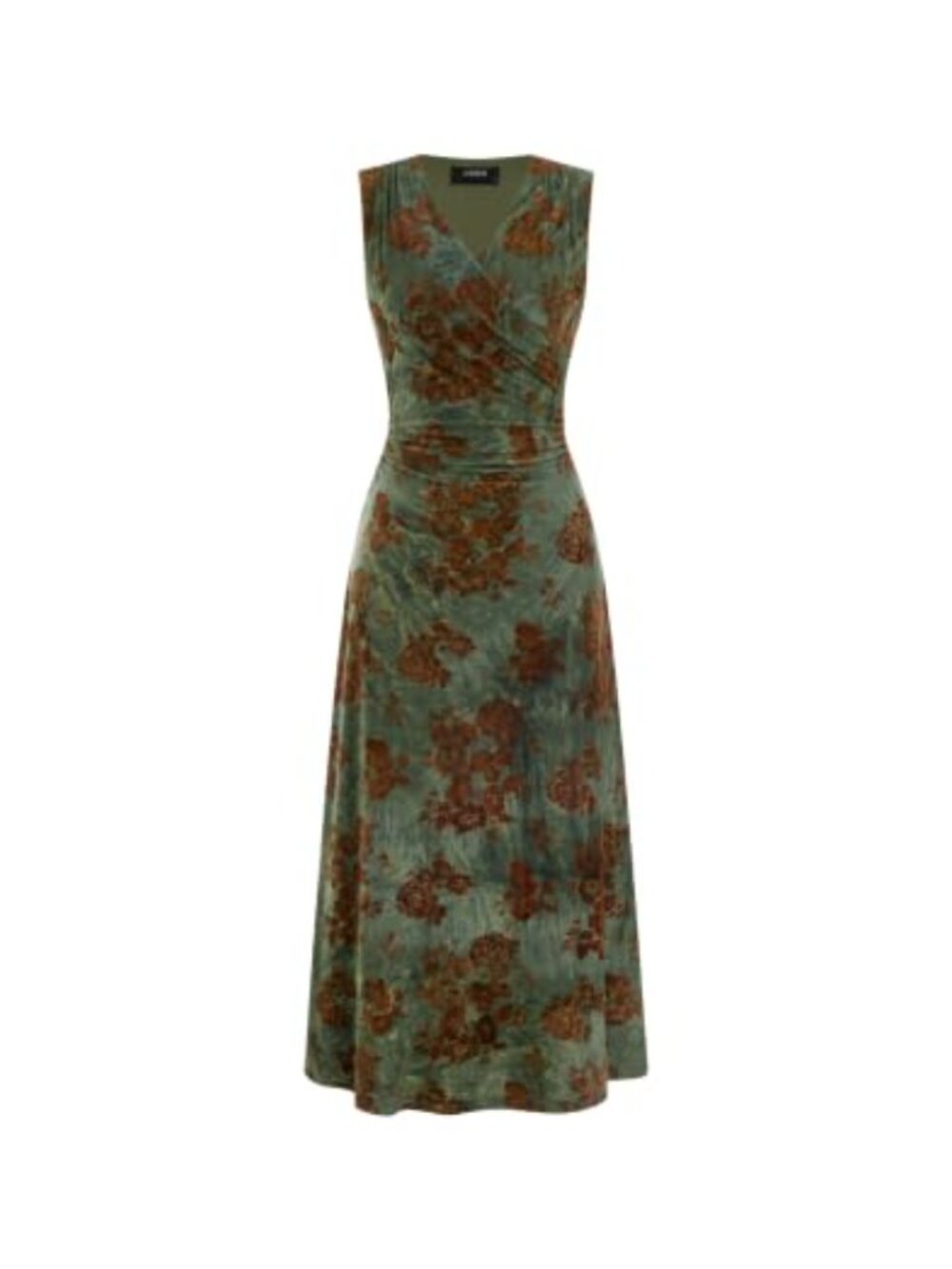 Womens Velvet Floral Fit and Flare Maxi Dress Sleeveless V Neck Flocked Party